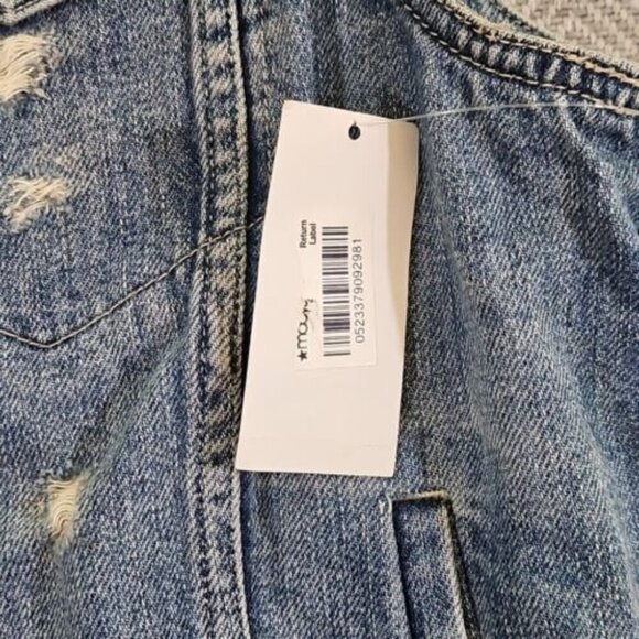 Turo by Vince Camuto Denim Vest Women's Medium Distressed Streetwear Y2K Blue - Picture 5 of 14